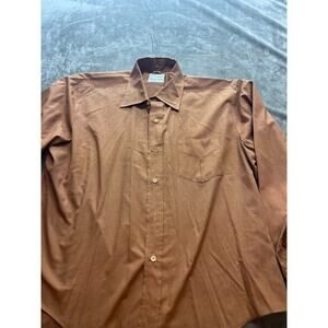 Vintage Masterbuilt permanent Press Long Sleeve Brown‎ Button Up 17-34
